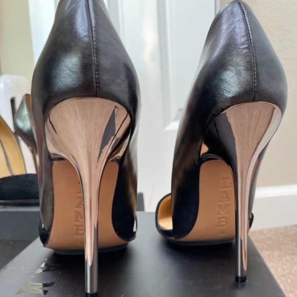 L.A.M.B. Black Stiletto D'Orsay High Heels Size 7 - Picture 5 of 8